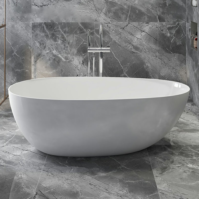 Modern Style Freestanding Soaking Bathtub Stone Free Form Bathtub Gloss White 0.5\ (1.2cm) Clearhalo 'Bathroom Remodel & Bathroom Fixtures' 'Bathtubs' 'Home Improvement' 'home_improvement' 'home_improvement_bathtubs' 'Showers & Bathtubs' 6824561