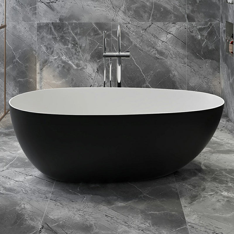 Modern Style Freestanding Soaking Bathtub Stone Free Form Bathtub Black White 0.5\ (1.2cm) Clearhalo 'Bathroom Remodel & Bathroom Fixtures' 'Bathtubs' 'Home Improvement' 'home_improvement' 'home_improvement_bathtubs' 'Showers & Bathtubs' 6824562