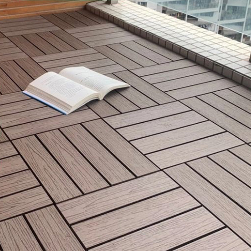 Composite Flooring Tile Interlocking Outdoor Flooring Flooring Tile Teak 96.9 sq ft. - 99 Pieces Clearhalo 'Home Improvement' 'home_improvement' 'home_improvement_outdoor_deck_tiles_planks' 'Outdoor Deck Tiles & Planks' 'Outdoor Flooring & Tile' 'Outdoor Remodel' 'outdoor_deck_tiles_planks' 6835024