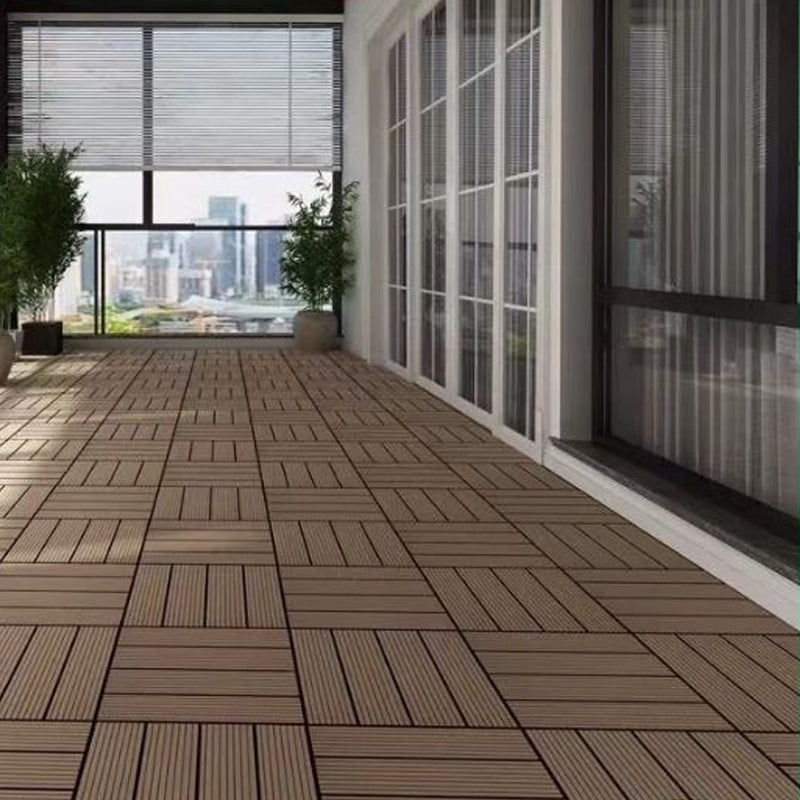 Composite Flooring Tile Interlocking Outdoor Flooring Flooring Tile Brown 96.9 sq ft. - 99 Pieces Clearhalo 'Home Improvement' 'home_improvement' 'home_improvement_outdoor_deck_tiles_planks' 'Outdoor Deck Tiles & Planks' 'Outdoor Flooring & Tile' 'Outdoor Remodel' 'outdoor_deck_tiles_planks' 6835039