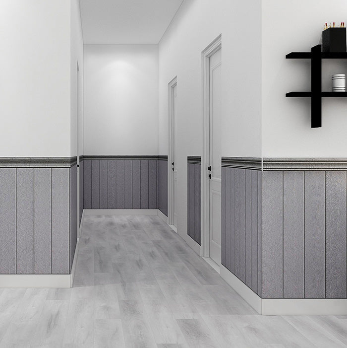 Gorgeous Style Wall Plank 3D Print Bathroom Living Room Foam Baseboard Silver Gray 92.5" 0.31" Clearhalo 'Flooring 'Home Improvement' 'home_improvement' 'home_improvement_wall_paneling' 'Wall Paneling' 'wall_paneling' 'Walls & Ceilings' Walls and Ceiling' 6835129