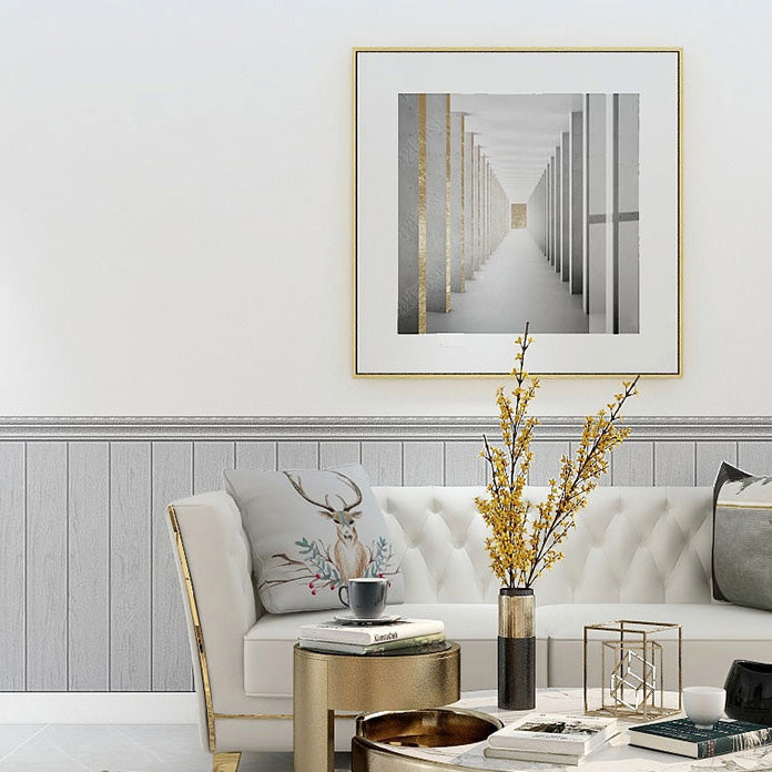 Gorgeous Style Wall Plank 3D Print Bathroom Living Room Foam Baseboard Silver Gray 90.6" 0.31" Clearhalo 'Flooring 'Home Improvement' 'home_improvement' 'home_improvement_wall_paneling' 'Wall Paneling' 'wall_paneling' 'Walls & Ceilings' Walls and Ceiling' 6835140