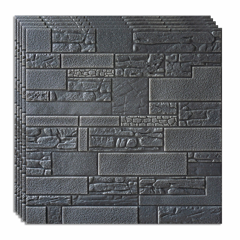 Modern Tin Backsplash Paneling 3D Foam Cotton Wall Ceiling Wood Board Set of 40 Dark Gray 3D Embossed Clearhalo 'Flooring 'Home Improvement' 'home_improvement' 'home_improvement_wall_paneling' 'Wall Paneling' 'wall_paneling' 'Walls & Ceilings' Walls and Ceiling' 6835286