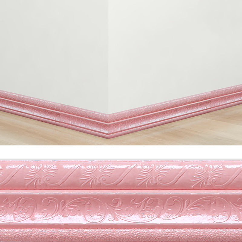Modern PVC Baseboard Smooth Baseboard 3D Living Room Set of 1 Pink Clearhalo 'Flooring 'Home Improvement' 'home_improvement' 'home_improvement_wall_paneling' 'Wall Paneling' 'wall_paneling' 'Walls & Ceilings' Walls and Ceiling' 6835331