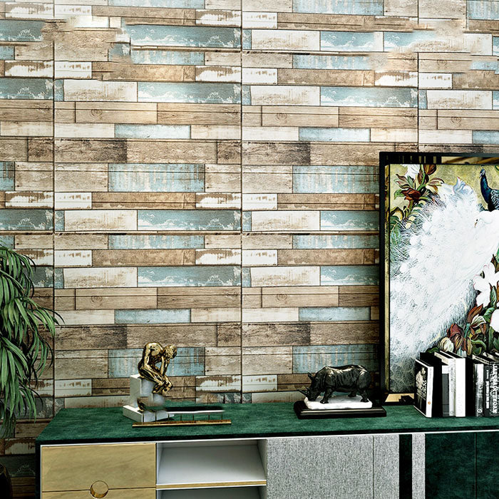 Farmhouse Wall Plank 3D Brick Bedroom and Living Room Wall Panels Set of 10 Blue-Brown 50-Piece Set Clearhalo 'Flooring 'Home Improvement' 'home_improvement' 'home_improvement_wall_paneling' 'Wall Paneling' 'wall_paneling' 'Walls & Ceilings' Walls and Ceiling' 6835368