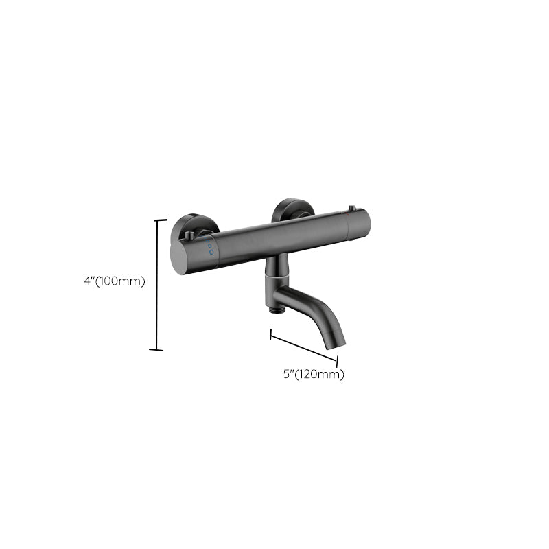 Handshower Tub Filler Black Brass Double Knob Handle Swivel Wall Mount Tub Filler Clearhalo 'Bathroom Remodel & Bathroom Fixtures' 'Bathtub Faucets' 'bathtub_faucets' 'Home Improvement' 'home_improvement' 'home_improvement_bathtub_faucets' 6835822