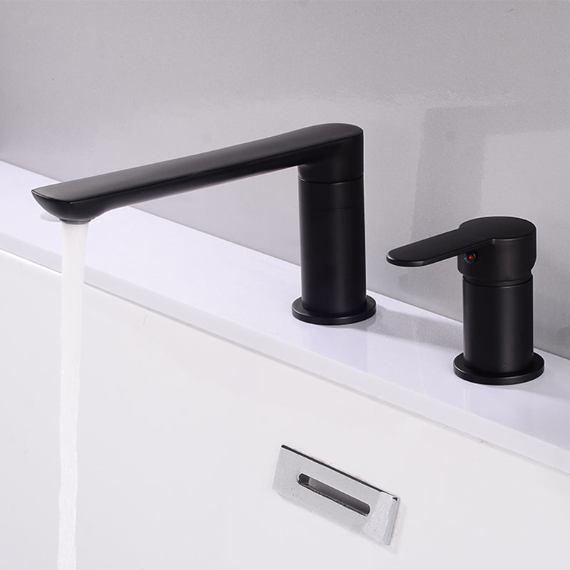 Bathroom Faucet Rod Handle Temperature Control Bathtub Faucet Black Hand Shower Not Included Clearhalo 'Bathroom Remodel & Bathroom Fixtures' 'Bathtub Faucets' 'bathtub_faucets' 'Home Improvement' 'home_improvement' 'home_improvement_bathtub_faucets' 6835910