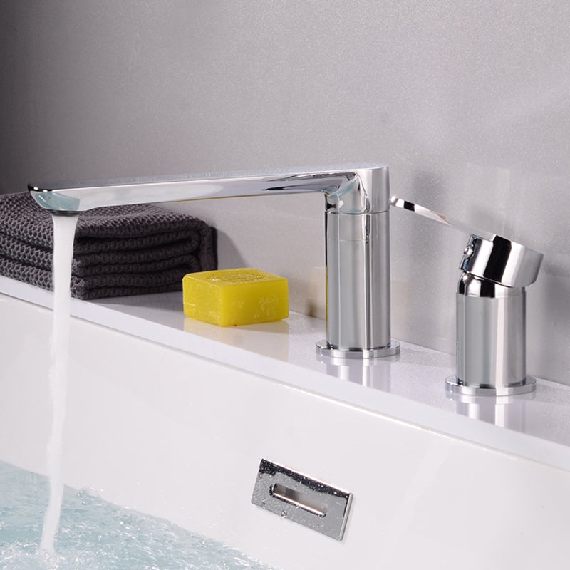 Bathroom Faucet Rod Handle Temperature Control Bathtub Faucet Silver Hand Shower Not Included Clearhalo 'Bathroom Remodel & Bathroom Fixtures' 'Bathtub Faucets' 'bathtub_faucets' 'Home Improvement' 'home_improvement' 'home_improvement_bathtub_faucets' 6835911