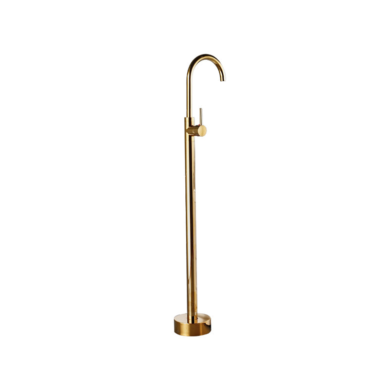 Modern Bathroom Faucet Floor Mounted Rod Handle Bathtub Faucet Gold Gooseneck/High Arc Clearhalo 'Bathroom Remodel & Bathroom Fixtures' 'Bathtub Faucets' 'bathtub_faucets' 'Home Improvement' 'home_improvement' 'home_improvement_bathtub_faucets' 6835927