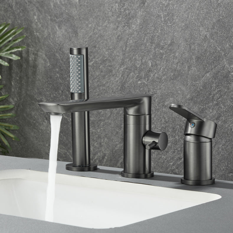 Modern Bathroom Faucet Two Handle Temperature Control Bathtub Faucet Clearhalo 'Bathroom Remodel & Bathroom Fixtures' 'Bathtub Faucets' 'bathtub_faucets' 'Home Improvement' 'home_improvement' 'home_improvement_bathtub_faucets' 6835981