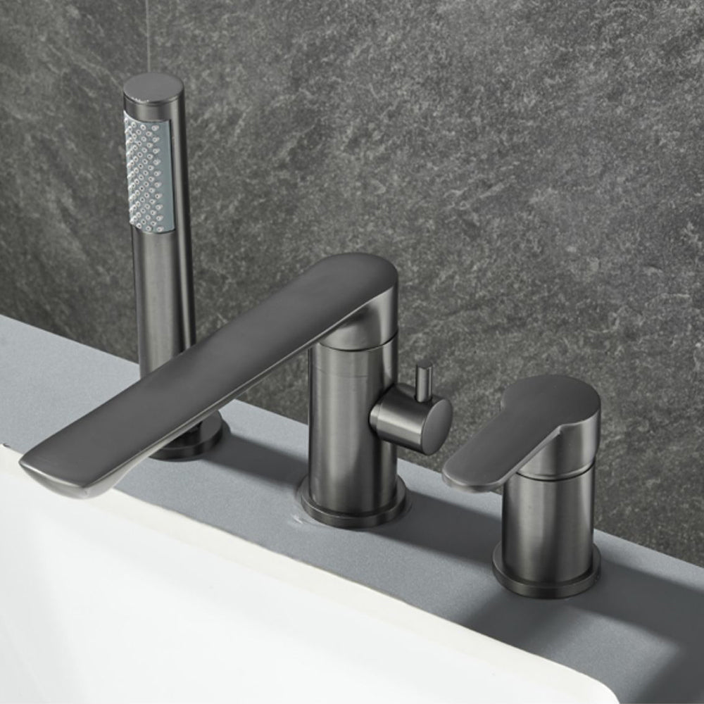 Modern Bathroom Faucet Two Handle Temperature Control Bathtub Faucet Clearhalo 'Bathroom Remodel & Bathroom Fixtures' 'Bathtub Faucets' 'bathtub_faucets' 'Home Improvement' 'home_improvement' 'home_improvement_bathtub_faucets' 6835983