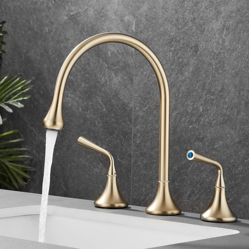 Modern Bathroom Faucet Two Handle Temperature Control Bathtub Faucet Gold Lever Handles Clearhalo 'Bathroom Remodel & Bathroom Fixtures' 'Bathtub Faucets' 'bathtub_faucets' 'Home Improvement' 'home_improvement' 'home_improvement_bathtub_faucets' 6835985