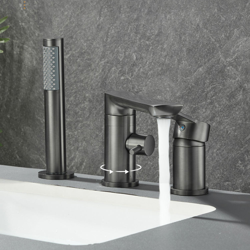 Modern Bathroom Faucet Two Handle Temperature Control Bathtub Faucet Clearhalo 'Bathroom Remodel & Bathroom Fixtures' 'Bathtub Faucets' 'bathtub_faucets' 'Home Improvement' 'home_improvement' 'home_improvement_bathtub_faucets' 6835986