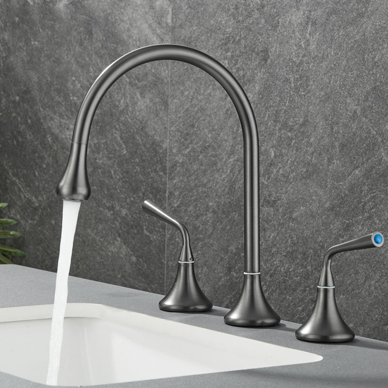 Modern Bathroom Faucet Two Handle Temperature Control Bathtub Faucet Gun Grey Lever Handles Clearhalo 'Bathroom Remodel & Bathroom Fixtures' 'Bathtub Faucets' 'bathtub_faucets' 'Home Improvement' 'home_improvement' 'home_improvement_bathtub_faucets' 6835987