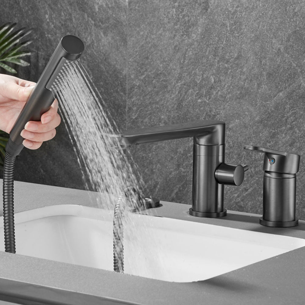 Modern Bathroom Faucet Two Handle Temperature Control Bathtub Faucet Clearhalo 'Bathroom Remodel & Bathroom Fixtures' 'Bathtub Faucets' 'bathtub_faucets' 'Home Improvement' 'home_improvement' 'home_improvement_bathtub_faucets' 6835988