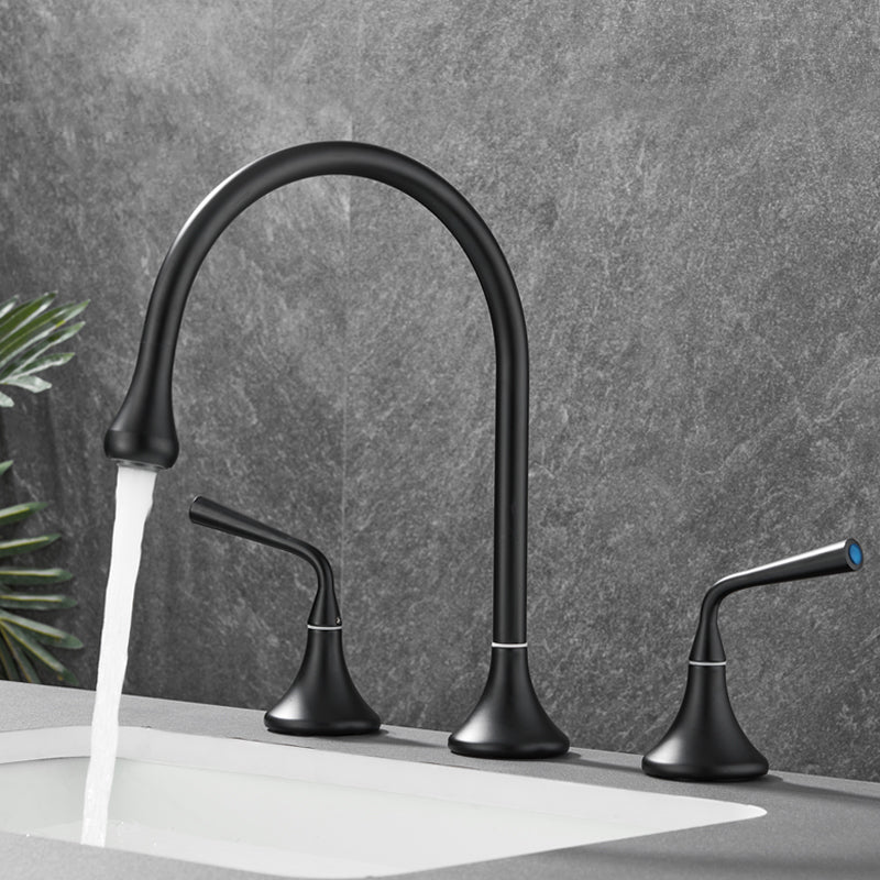 Modern Bathroom Faucet Two Handle Temperature Control Bathtub Faucet Black Lever Handles Clearhalo 'Bathroom Remodel & Bathroom Fixtures' 'Bathtub Faucets' 'bathtub_faucets' 'Home Improvement' 'home_improvement' 'home_improvement_bathtub_faucets' 6835989