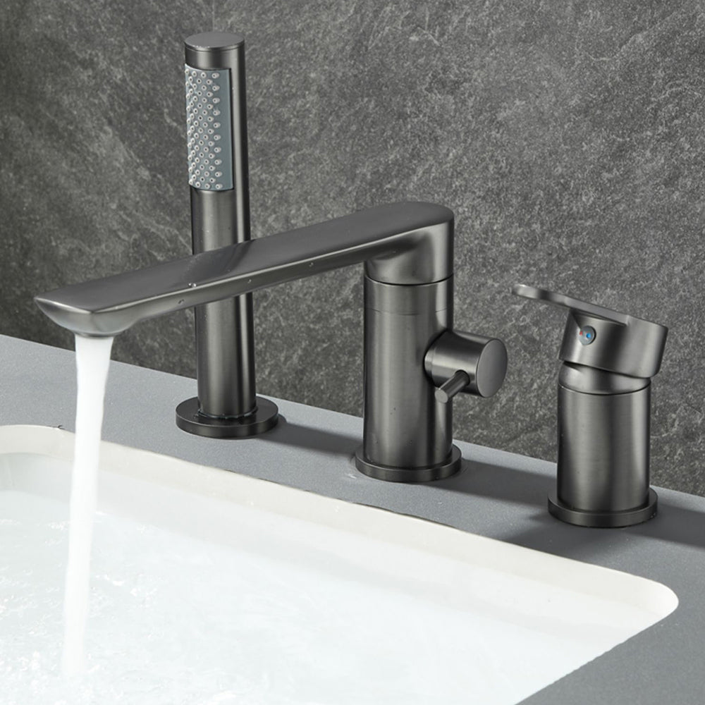 Modern Bathroom Faucet Two Handle Temperature Control Bathtub Faucet Clearhalo 'Bathroom Remodel & Bathroom Fixtures' 'Bathtub Faucets' 'bathtub_faucets' 'Home Improvement' 'home_improvement' 'home_improvement_bathtub_faucets' 6835992