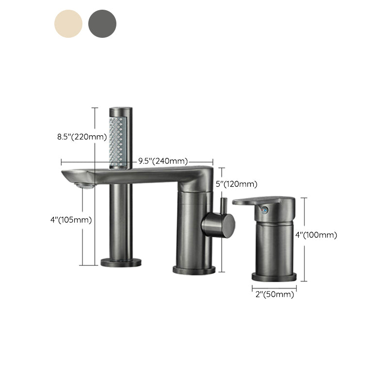 Modern Bathroom Faucet Two Handle Temperature Control Bathtub Faucet Clearhalo 'Bathroom Remodel & Bathroom Fixtures' 'Bathtub Faucets' 'bathtub_faucets' 'Home Improvement' 'home_improvement' 'home_improvement_bathtub_faucets' 6836003