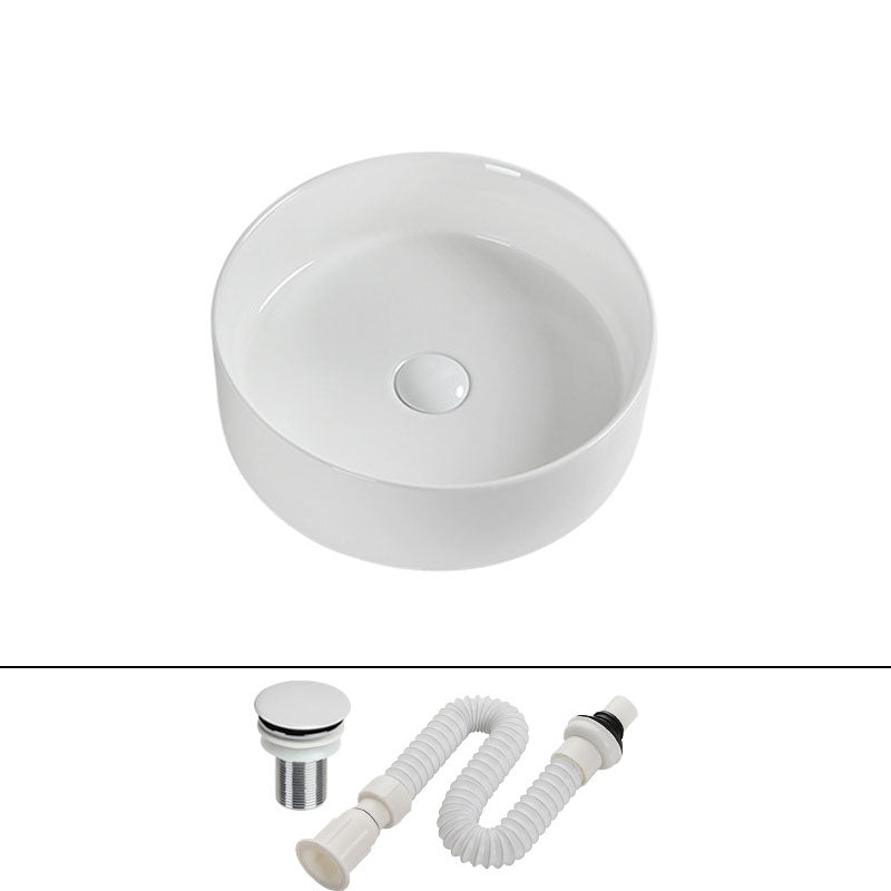 Modern Round Bathroom Sink Pop-Up Drain Vessel Bathroom Sink in white 14"L x 14"W x 5"H Unavailiable Sink Clearhalo 'Bathroom Remodel & Bathroom Fixtures' 'Bathroom Sinks & Faucet Components' 'Bathroom Sinks' 'bathroom_sink' 'Home Improvement' 'home_improvement' 'home_improvement_bathroom_sink' 6836095