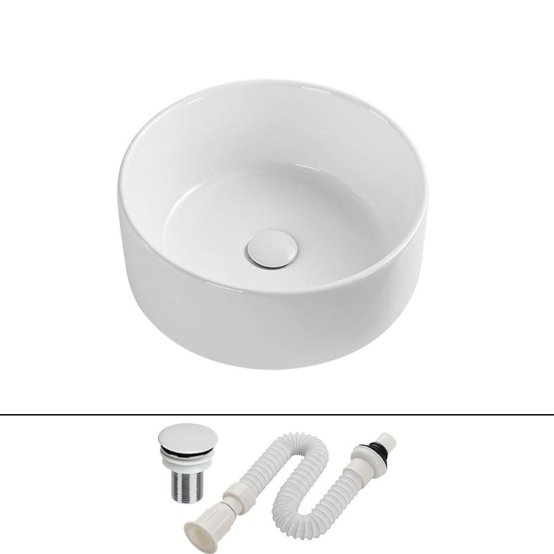 Modern Round Bathroom Sink Pop-Up Drain Vessel Bathroom Sink in white 16"L x 16"W x 6"H Unavailiable Sink Clearhalo 'Bathroom Remodel & Bathroom Fixtures' 'Bathroom Sinks & Faucet Components' 'Bathroom Sinks' 'bathroom_sink' 'Home Improvement' 'home_improvement' 'home_improvement_bathroom_sink' 6836107