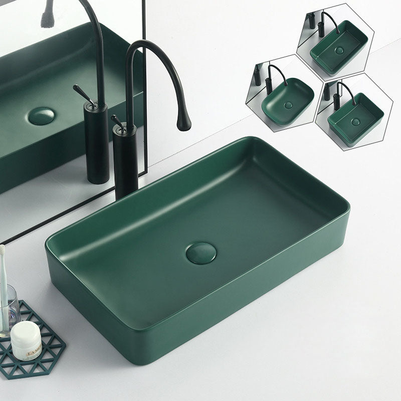 Modern Bathroom Sink Rectangular Vessel Lavatory Sink in Green Clearhalo 'Bathroom Remodel & Bathroom Fixtures' 'Bathroom Sinks & Faucet Components' 'Bathroom Sinks' 'bathroom_sink' 'Home Improvement' 'home_improvement' 'home_improvement_bathroom_sink' 6836115