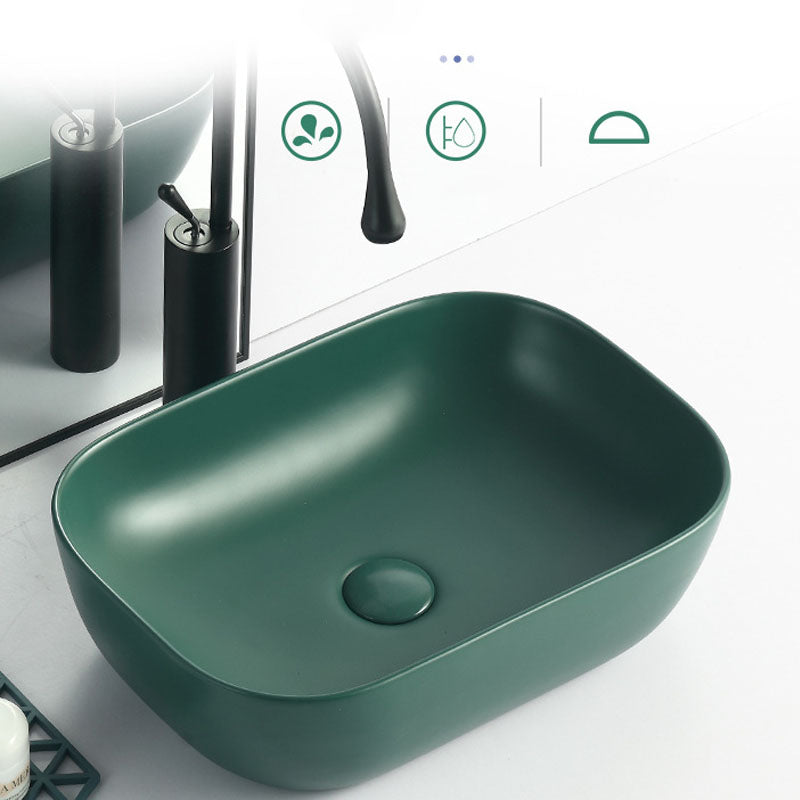 Modern Bathroom Sink Rectangular Vessel Lavatory Sink in Green Clearhalo 'Bathroom Remodel & Bathroom Fixtures' 'Bathroom Sinks & Faucet Components' 'Bathroom Sinks' 'bathroom_sink' 'Home Improvement' 'home_improvement' 'home_improvement_bathroom_sink' 6836118