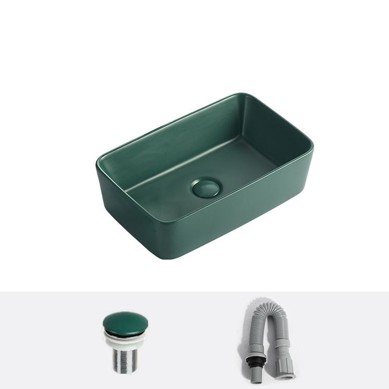 Modern Bathroom Sink Rectangular Vessel Lavatory Sink in Green 19"L x 12"W x 5"H Sink Clearhalo 'Bathroom Remodel & Bathroom Fixtures' 'Bathroom Sinks & Faucet Components' 'Bathroom Sinks' 'bathroom_sink' 'Home Improvement' 'home_improvement' 'home_improvement_bathroom_sink' 6836134