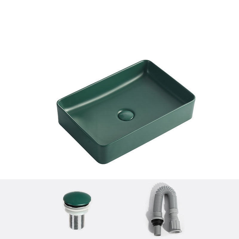 Modern Bathroom Sink Rectangular Vessel Lavatory Sink in Green 20"L x 13"W x 4"H Sink Clearhalo 'Bathroom Remodel & Bathroom Fixtures' 'Bathroom Sinks & Faucet Components' 'Bathroom Sinks' 'bathroom_sink' 'Home Improvement' 'home_improvement' 'home_improvement_bathroom_sink' 6836138