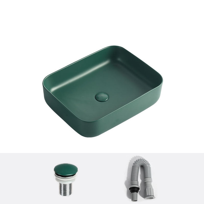 Modern Bathroom Sink Rectangular Vessel Lavatory Sink in Green 20"L x 15"W x 6"H Sink Clearhalo 'Bathroom Remodel & Bathroom Fixtures' 'Bathroom Sinks & Faucet Components' 'Bathroom Sinks' 'bathroom_sink' 'Home Improvement' 'home_improvement' 'home_improvement_bathroom_sink' 6836140