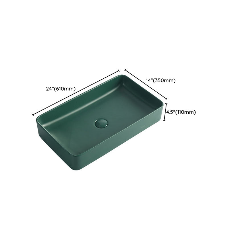 Modern Bathroom Sink Rectangular Vessel Lavatory Sink in Green Clearhalo 'Bathroom Remodel & Bathroom Fixtures' 'Bathroom Sinks & Faucet Components' 'Bathroom Sinks' 'bathroom_sink' 'Home Improvement' 'home_improvement' 'home_improvement_bathroom_sink' 6836146