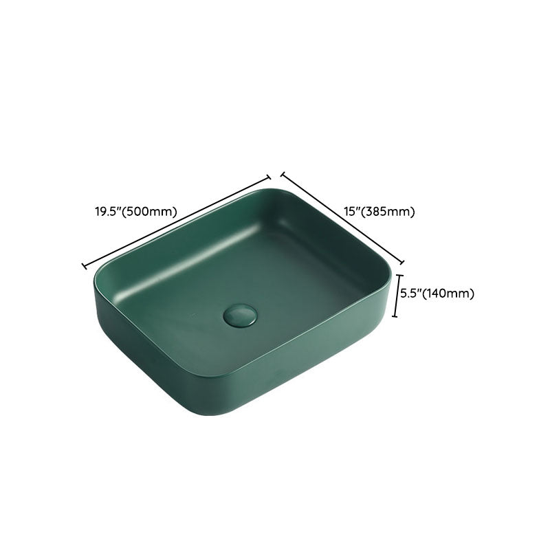 Modern Bathroom Sink Rectangular Vessel Lavatory Sink in Green Clearhalo 'Bathroom Remodel & Bathroom Fixtures' 'Bathroom Sinks & Faucet Components' 'Bathroom Sinks' 'bathroom_sink' 'Home Improvement' 'home_improvement' 'home_improvement_bathroom_sink' 6836150