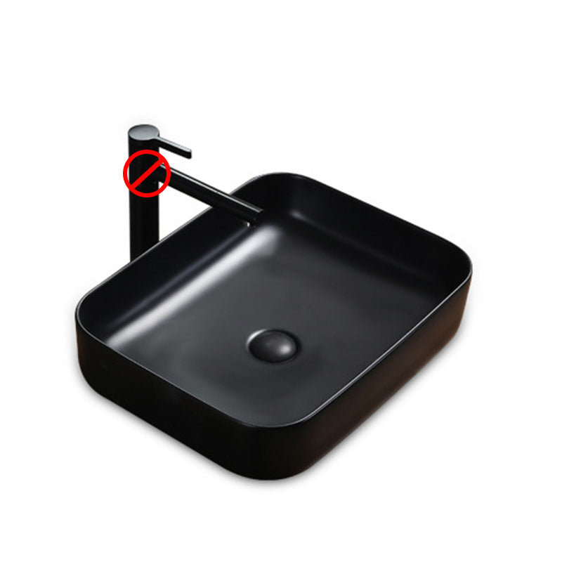 Modern Bathroom Sink Rectangular Porcelain Trough Sink with Pop-Up Drain 16.3"L x 16.3"W x 5.3"H Black Sink Clearhalo 'Bathroom Remodel & Bathroom Fixtures' 'Bathroom Sinks & Faucet Components' 'Bathroom Sinks' 'bathroom_sink' 'Home Improvement' 'home_improvement' 'home_improvement_bathroom_sink' 6836195