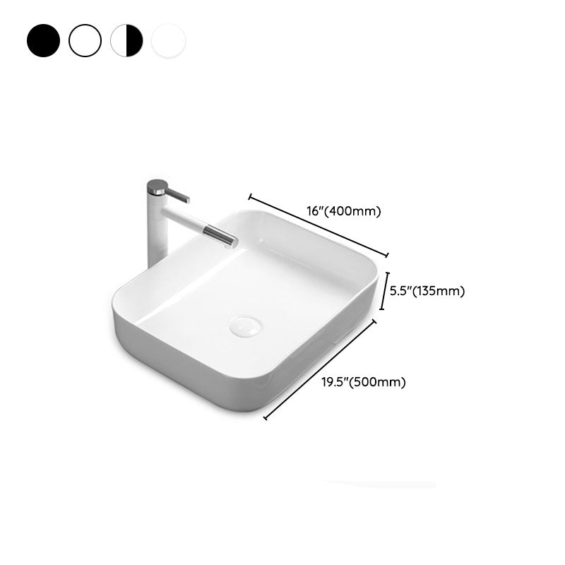 Modern Bathroom Sink Rectangular Porcelain Trough Sink with Pop-Up Drain Clearhalo 'Bathroom Remodel & Bathroom Fixtures' 'Bathroom Sinks & Faucet Components' 'Bathroom Sinks' 'bathroom_sink' 'Home Improvement' 'home_improvement' 'home_improvement_bathroom_sink' 6836224