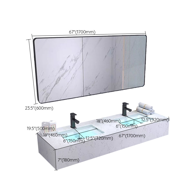 Bathroom Marble Vanity Set Modern Solid Color Sink Vanity with Mirror Clearhalo 'Bathroom Remodel & Bathroom Fixtures' 'Bathroom Vanities' 'bathroom_vanities' 'Home Improvement' 'home_improvement' 'home_improvement_bathroom_vanities' 6836289