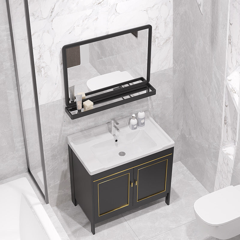 Gorgeous Bath Vanity Wall Mounted Standard Vanity Cabinet with Mirror Cabinet Vanity & Faucet & Mirrors Black Clearhalo 'Bathroom Remodel & Bathroom Fixtures' 'Bathroom Vanities' 'bathroom_vanities' 'Home Improvement' 'home_improvement' 'home_improvement_bathroom_vanities' 6836301