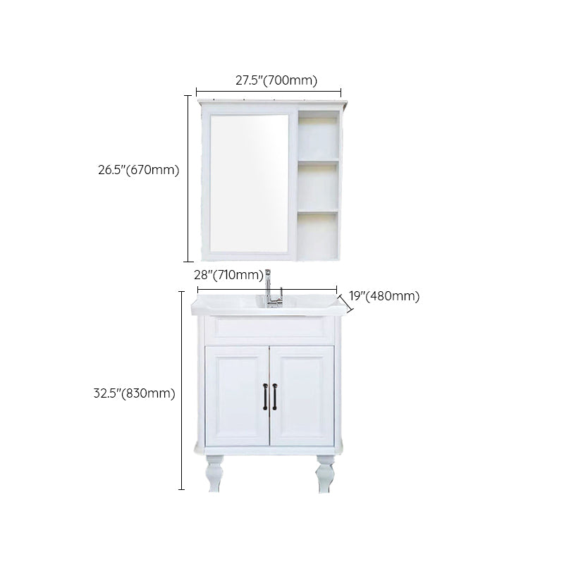 Traditional Bathroom Vanity Free-standing Standard Mirror Cabinet Wooden Vanity Cabinet Clearhalo 'Bathroom Remodel & Bathroom Fixtures' 'Bathroom Vanities' 'bathroom_vanities' 'Home Improvement' 'home_improvement' 'home_improvement_bathroom_vanities' 6836353