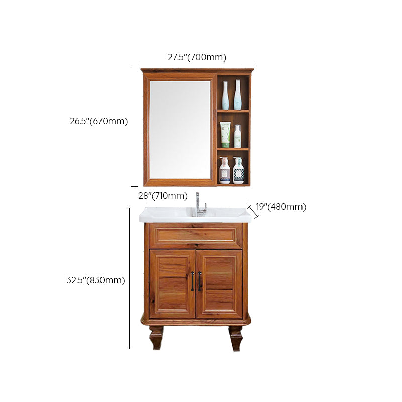 Traditional Bathroom Vanity Free-standing Standard Mirror Cabinet Wooden Vanity Cabinet Clearhalo 'Bathroom Remodel & Bathroom Fixtures' 'Bathroom Vanities' 'bathroom_vanities' 'Home Improvement' 'home_improvement' 'home_improvement_bathroom_vanities' 6836354