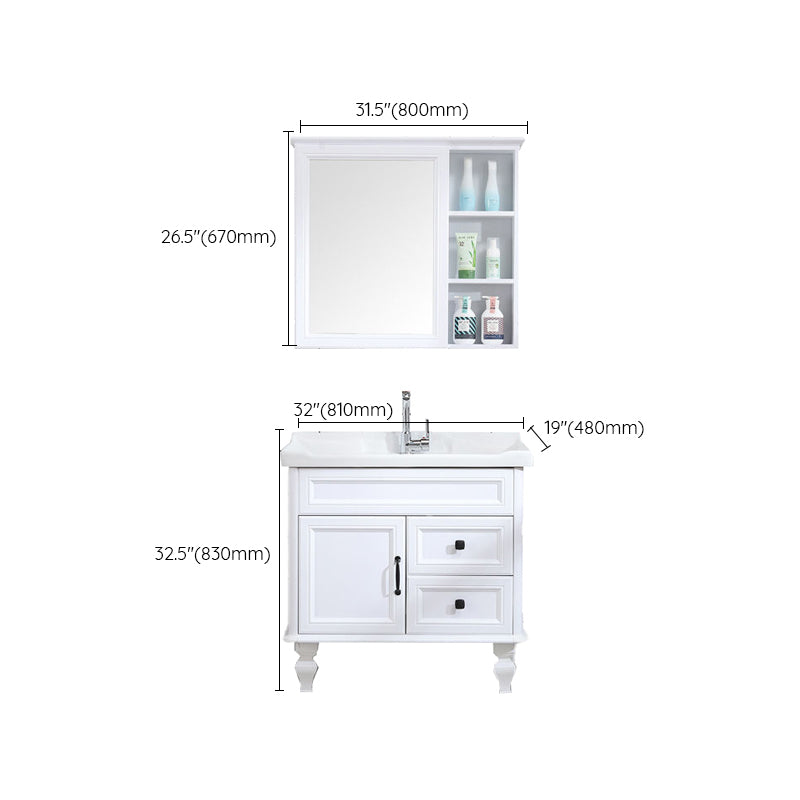 Traditional Bathroom Vanity Free-standing Standard Mirror Cabinet Wooden Vanity Cabinet Clearhalo 'Bathroom Remodel & Bathroom Fixtures' 'Bathroom Vanities' 'bathroom_vanities' 'Home Improvement' 'home_improvement' 'home_improvement_bathroom_vanities' 6836356