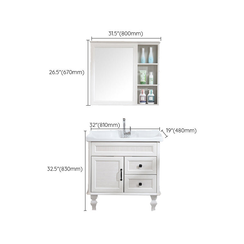 Traditional Bathroom Vanity Free-standing Standard Mirror Cabinet Wooden Vanity Cabinet Clearhalo 'Bathroom Remodel & Bathroom Fixtures' 'Bathroom Vanities' 'bathroom_vanities' 'Home Improvement' 'home_improvement' 'home_improvement_bathroom_vanities' 6836358