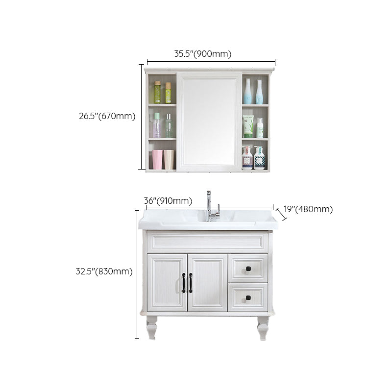 Traditional Bathroom Vanity Free-standing Standard Mirror Cabinet Wooden Vanity Cabinet Clearhalo 'Bathroom Remodel & Bathroom Fixtures' 'Bathroom Vanities' 'bathroom_vanities' 'Home Improvement' 'home_improvement' 'home_improvement_bathroom_vanities' 6836361