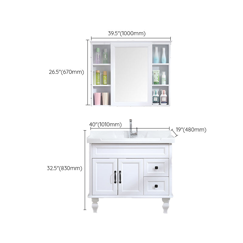 Traditional Bathroom Vanity Free-standing Standard Mirror Cabinet Wooden Vanity Cabinet Clearhalo 'Bathroom Remodel & Bathroom Fixtures' 'Bathroom Vanities' 'bathroom_vanities' 'Home Improvement' 'home_improvement' 'home_improvement_bathroom_vanities' 6836362