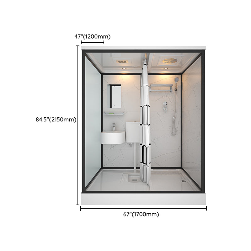 Modern Rectangular Sliding Shower Enclosure Framed Shower Enclosure with Tempered Glass Clearhalo 'Bathroom Remodel & Bathroom Fixtures' 'Home Improvement' 'home_improvement' 'home_improvement_shower_stalls_enclosures' 'Shower Stalls & Enclosures' 'shower_stalls_enclosures' 'Showers & Bathtubs' 6836561