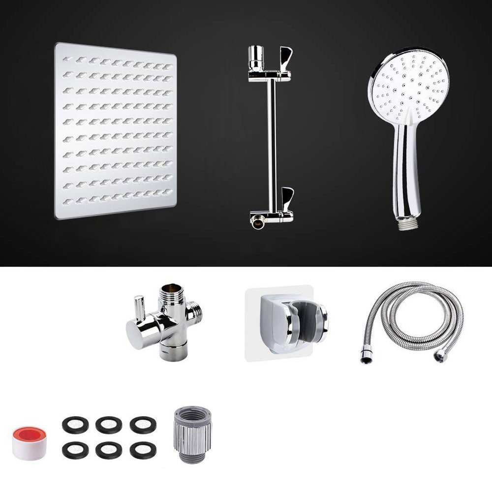 Standard Double Shower Set Round Metal Adjustable Spray Pattern Showerhead in Silver Clearhalo 'Bathroom Remodel & Bathroom Fixtures' 'Home Improvement' 'home_improvement' 'home_improvement_shower_heads' 'Shower Heads' 'shower_heads' 'Showers & Bathtubs Plumbing' 'Showers & Bathtubs' 6836708