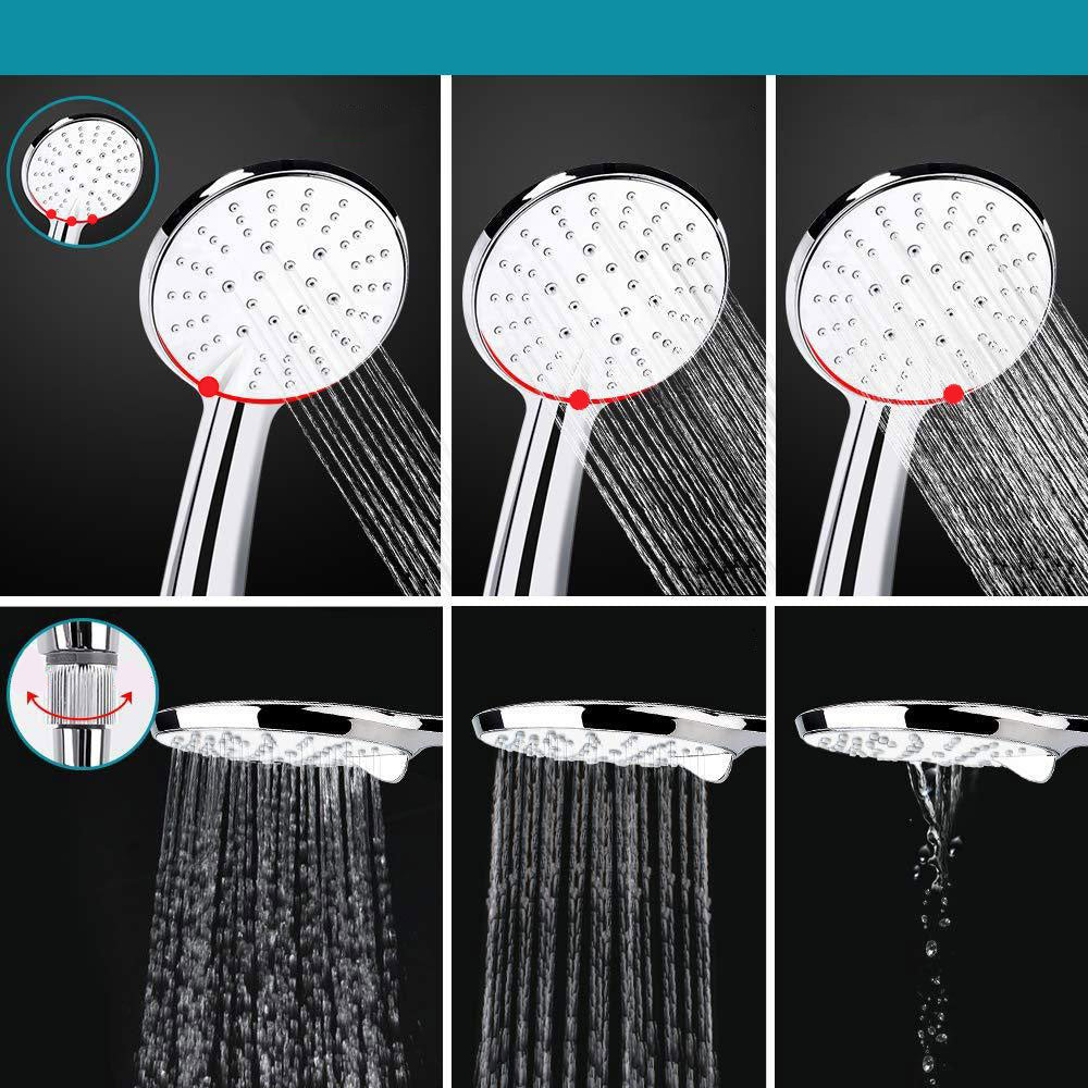 Standard Double Shower Set Round Metal Adjustable Spray Pattern Showerhead in Silver Clearhalo 'Bathroom Remodel & Bathroom Fixtures' 'Home Improvement' 'home_improvement' 'home_improvement_shower_heads' 'Shower Heads' 'shower_heads' 'Showers & Bathtubs Plumbing' 'Showers & Bathtubs' 6836709