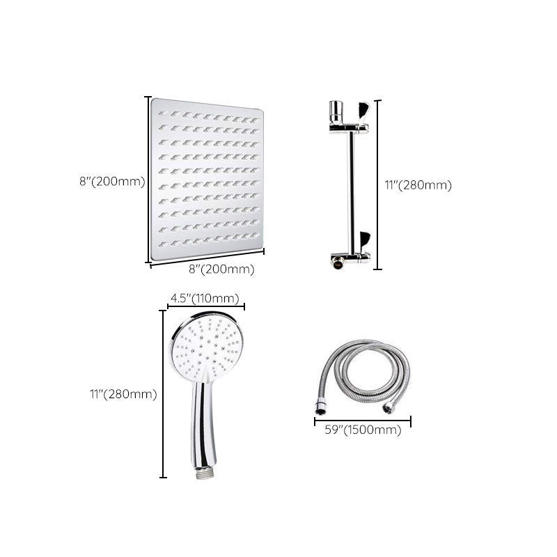 Standard Double Shower Set Round Metal Adjustable Spray Pattern Showerhead in Silver Clearhalo 'Bathroom Remodel & Bathroom Fixtures' 'Home Improvement' 'home_improvement' 'home_improvement_shower_heads' 'Shower Heads' 'shower_heads' 'Showers & Bathtubs Plumbing' 'Showers & Bathtubs' 6836717