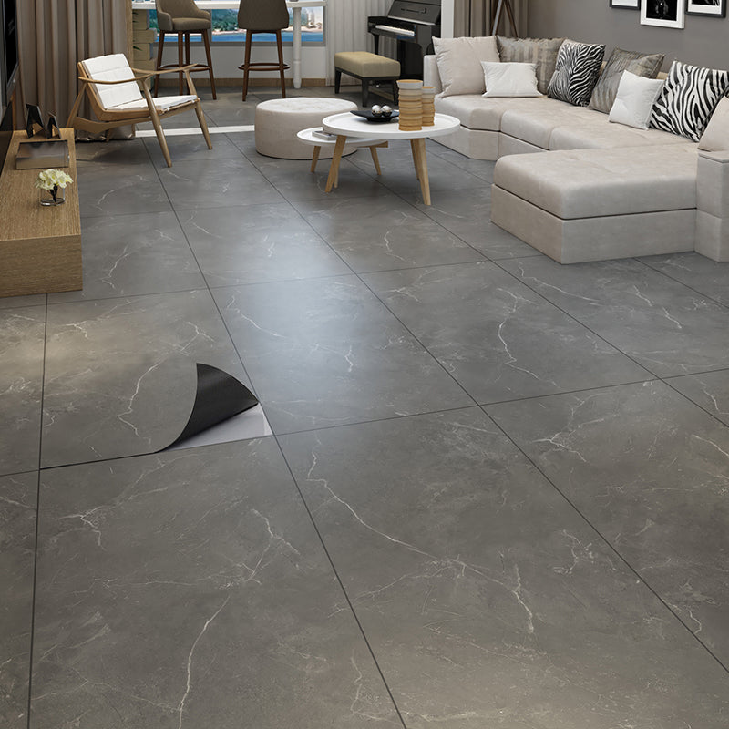 Peel and Stick Vinyl Flooring Low Gloss Vinyl Flooring with Marble Look Dark Gray 30-Piece Set Clearhalo 'Flooring 'Home Improvement' 'home_improvement' 'home_improvement_vinyl_flooring' 'Vinyl Flooring' 'vinyl_flooring' Walls and Ceiling' 6836924