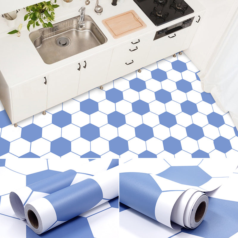 Modern PVC Flooring Geometric Pattern Peel and Stick Vinyl Plank Flooring Blue-White 23.6"L x 196.9"W Clearhalo 'Flooring 'Home Improvement' 'home_improvement' 'home_improvement_vinyl_flooring' 'Vinyl Flooring' 'vinyl_flooring' Walls and Ceiling' 6837000