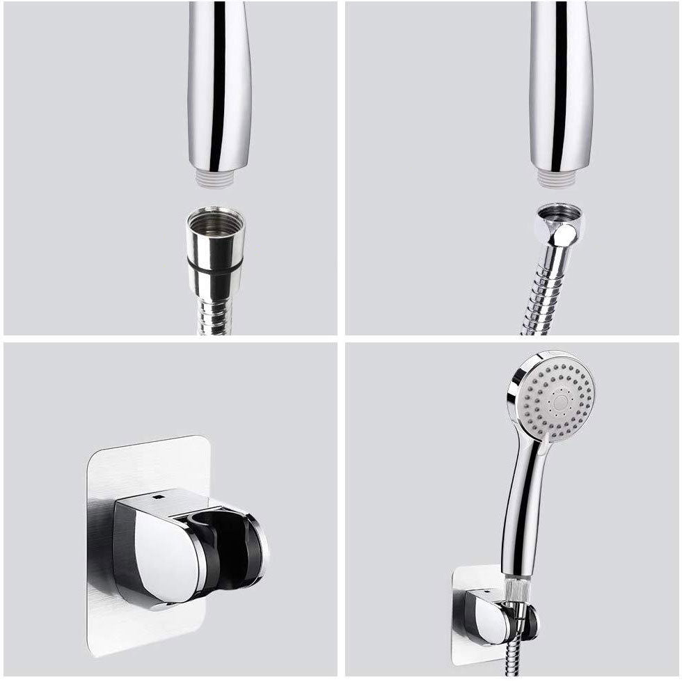 Modern Standard Double Shower Set Round Metal Adjustable Spray Pattern Showerhead Clearhalo 'Bathroom Remodel & Bathroom Fixtures' 'Home Improvement' 'home_improvement' 'home_improvement_shower_heads' 'Shower Heads' 'shower_heads' 'Showers & Bathtubs Plumbing' 'Showers & Bathtubs' 6837389