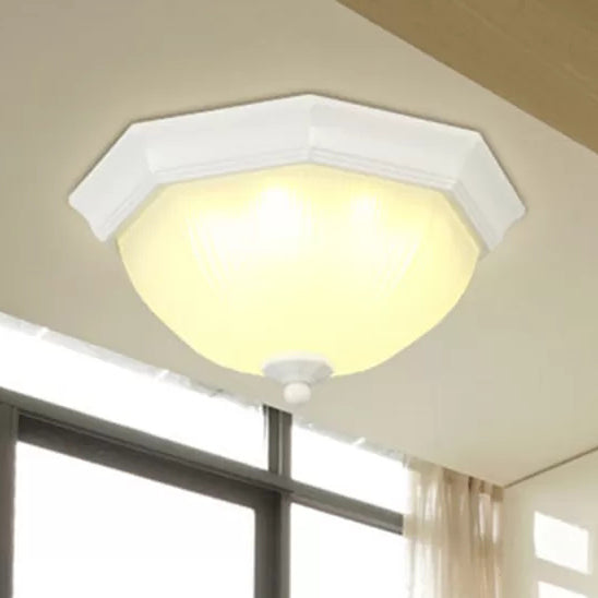 White Bowl Ceiling Mount Light Modern Style Fluted Glass Ceiling Lamp for Porch Clearhalo 'Ceiling Lights' 'Close To Ceiling Lights' 'Close to ceiling' 'Flush mount' Lighting' 68376