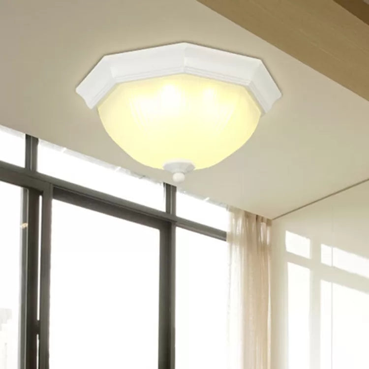 White Bowl Ceiling Mount Light Modern Style Fluted Glass Ceiling Lamp for Porch Clearhalo 'Ceiling Lights' 'Close To Ceiling Lights' 'Close to ceiling' 'Flush mount' Lighting' 68380